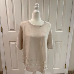St. John’s Cream Knit Top with Silver Accents.